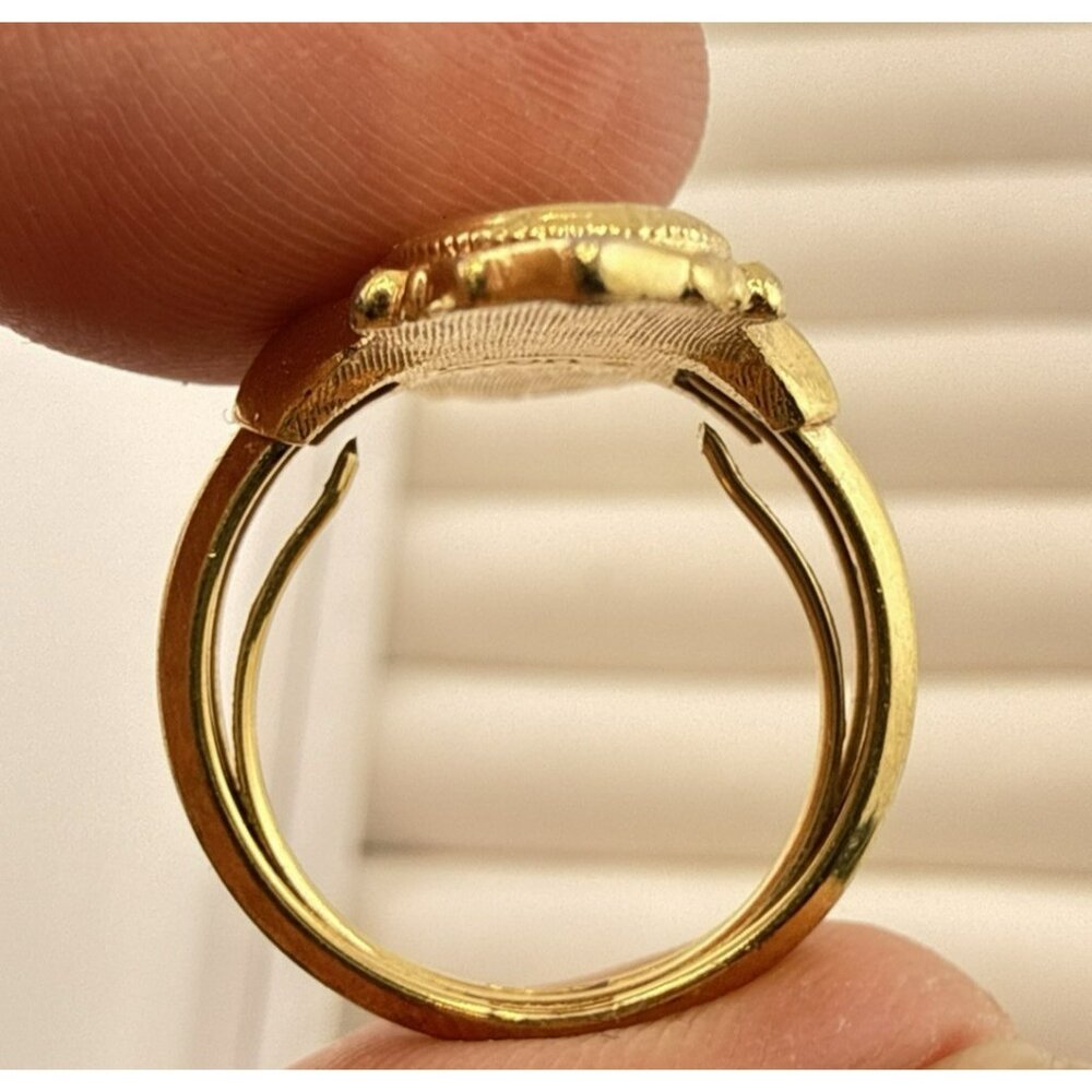 Vintage Avon Ring Kensington Victorian Revival sz 6- 6.5 Gold Tone 70s Starburst - Picture 10 of 13